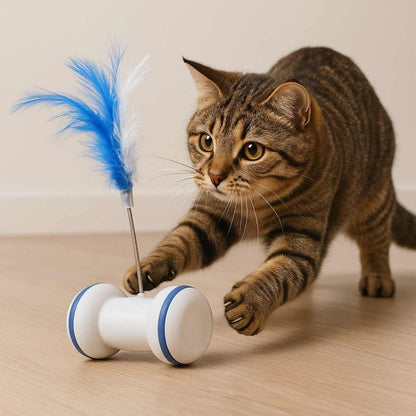 Interactive Rolling Cat Toy with Feather Teaser Automatic Motion Pet Toy