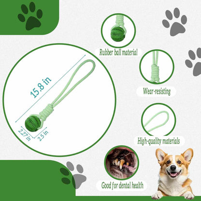Dog Rope Toy with Rubber Ball | Tug & Chew for Puppies