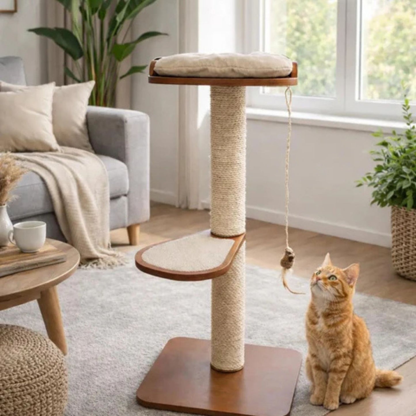 SlimFit Cat Tree | Space-Saving Wooden Climber for Indoor Cats
