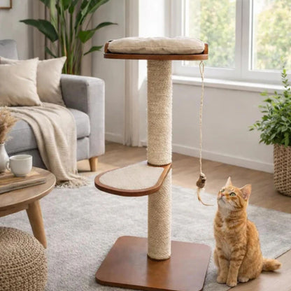 SlimFit Cat Tree | Space-Saving Wooden Climber for Indoor Cats
