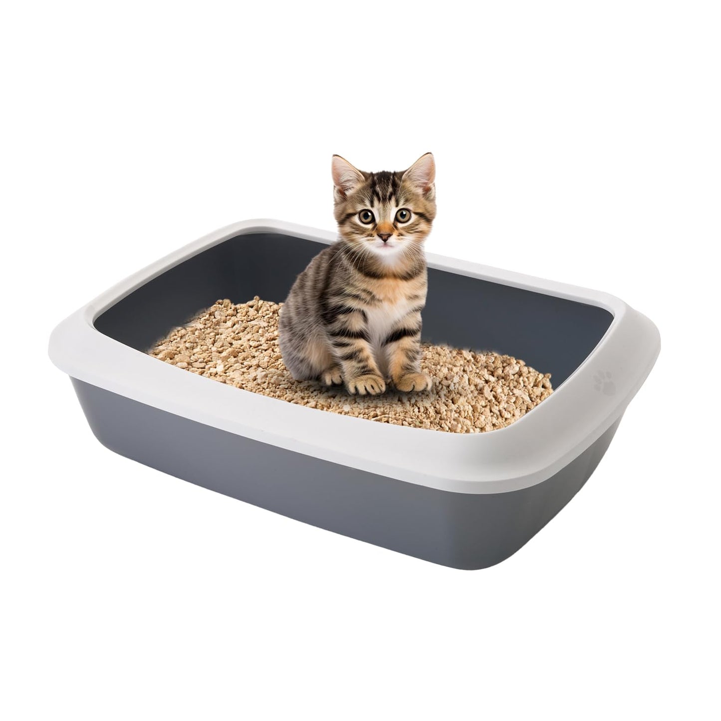 Iriz Cat Litter Tray with Rim – Mess-Free & Easy Clean (Grey)