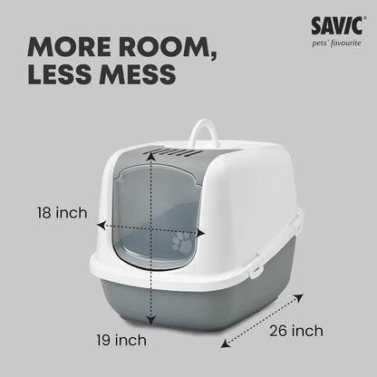 Nestor Jumbo Hooded Cat Litter Box with Carbon Filter (Cold Grey)