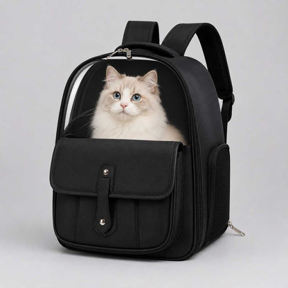 Stylish Pet Backpack Carrier With Mesh Sides & Storage Pocket