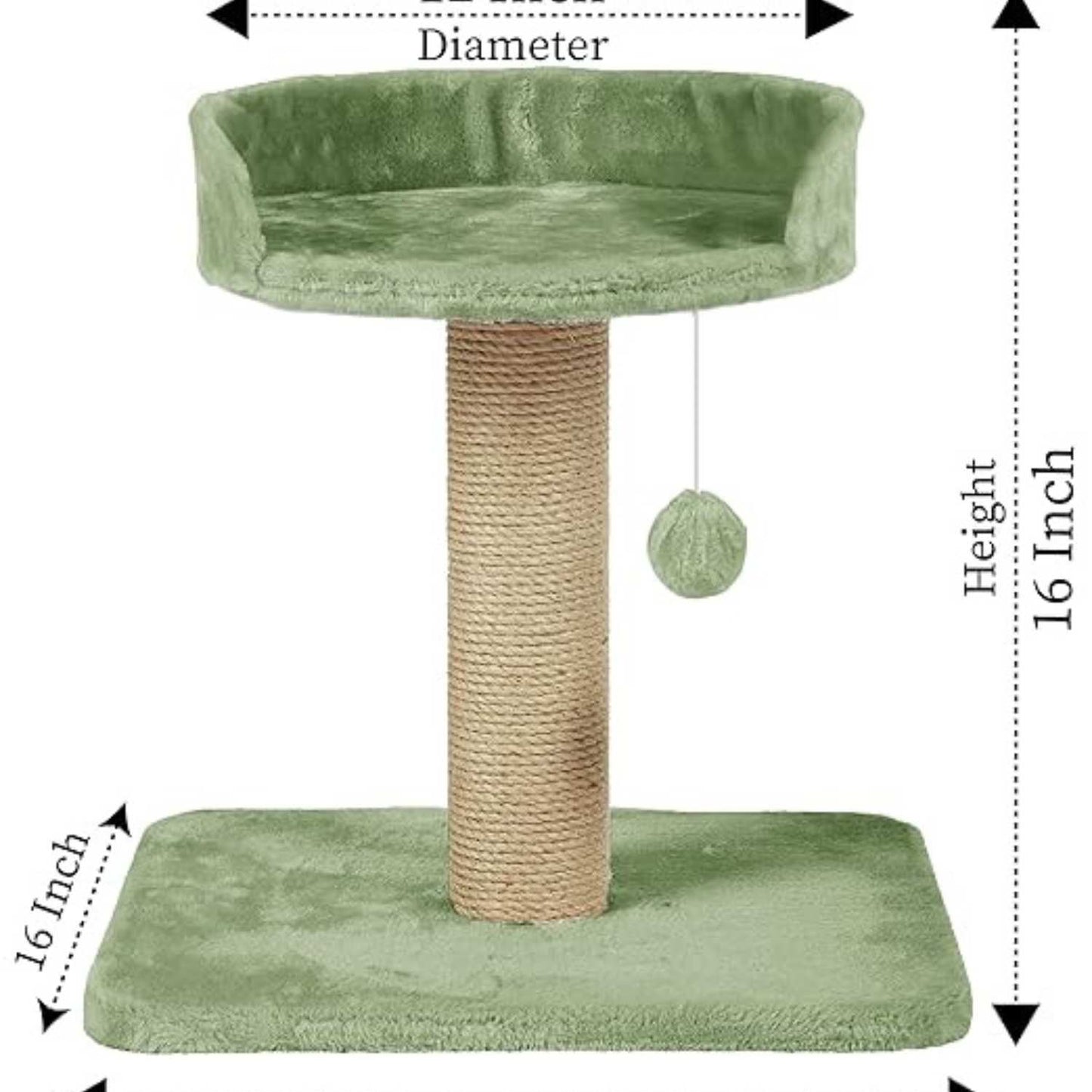 Activity Kitten Cat Tree - Hanging Ball | Top Seat | Jute Rope Scratching Post (Height 16 Inch)