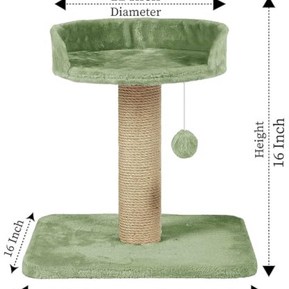 Activity Kitten Cat Tree - Hanging Ball | Top Seat | Jute Rope Scratching Post (Height 16 Inch)