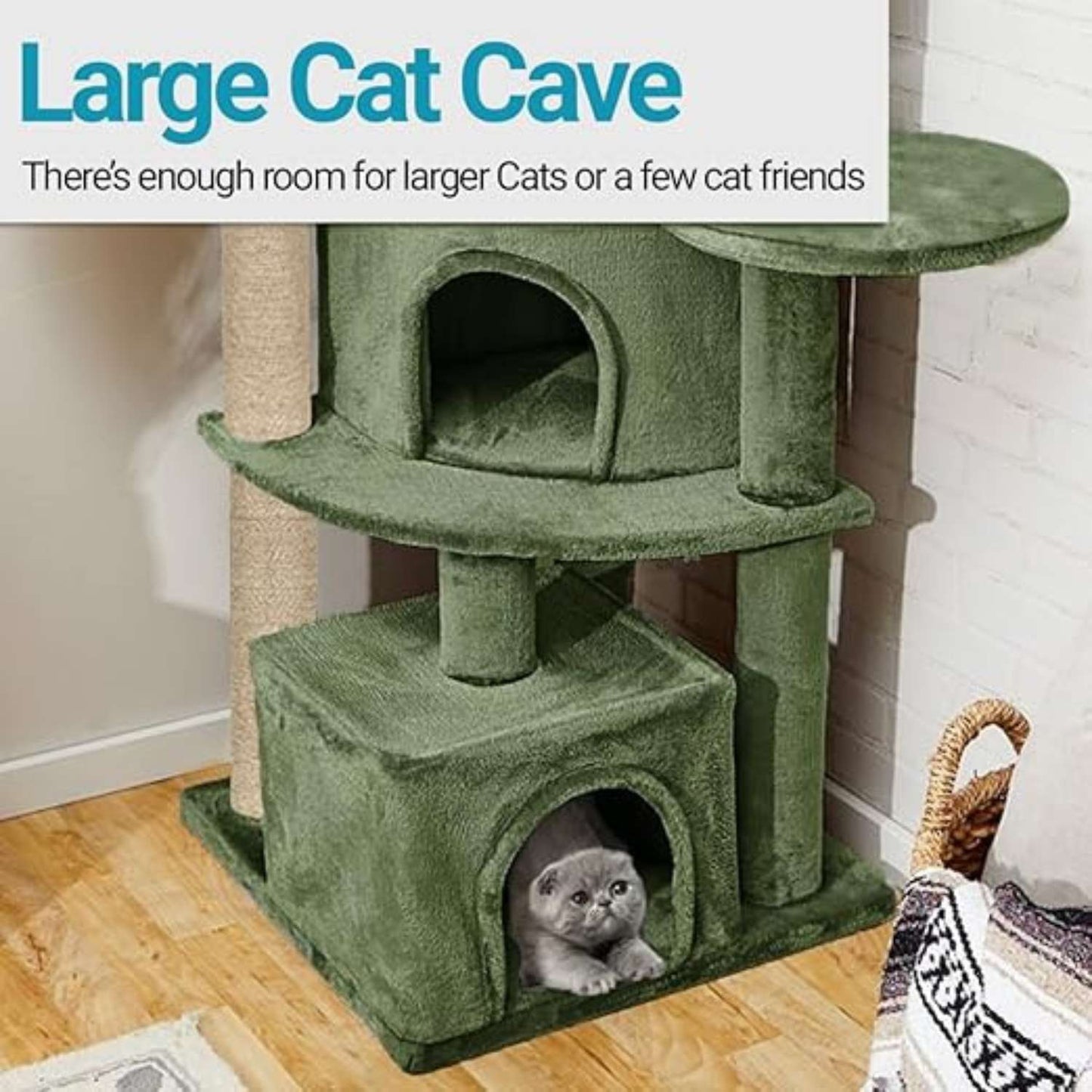 Multi-Level Cat Tree for Indoor Cats | Large Cat Tower with Condo, Top Bed & Scratching Posts (80 INCH)