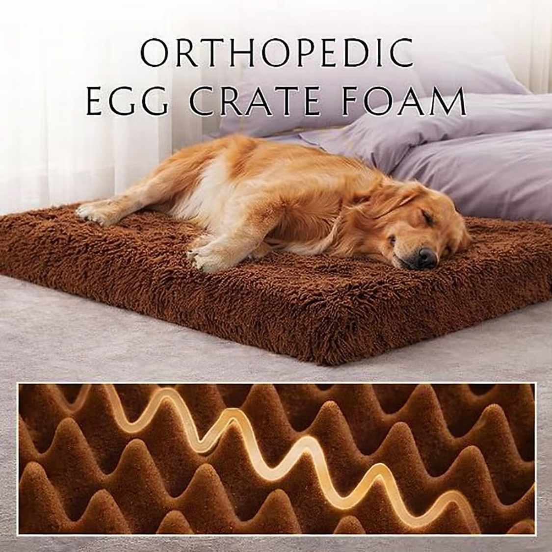High Density Foam Dog Bed | Washable Anti Slip Brown (Large)