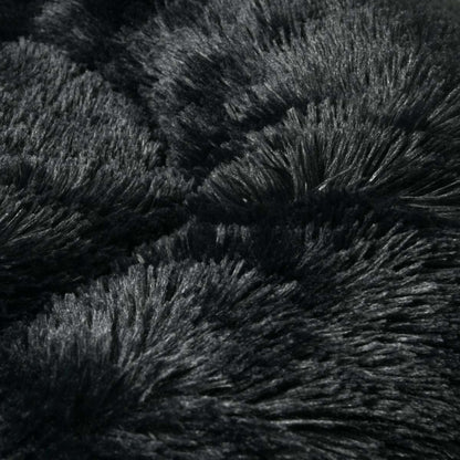 Round Donut Pet Bed for Cats & Dogs, Soft & Washable (Black)