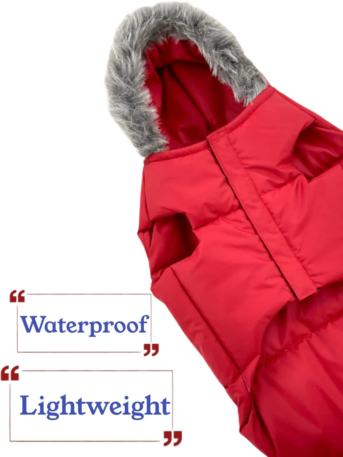 Warm Red Puffer Dog Coat | Waterproof & Lightweight