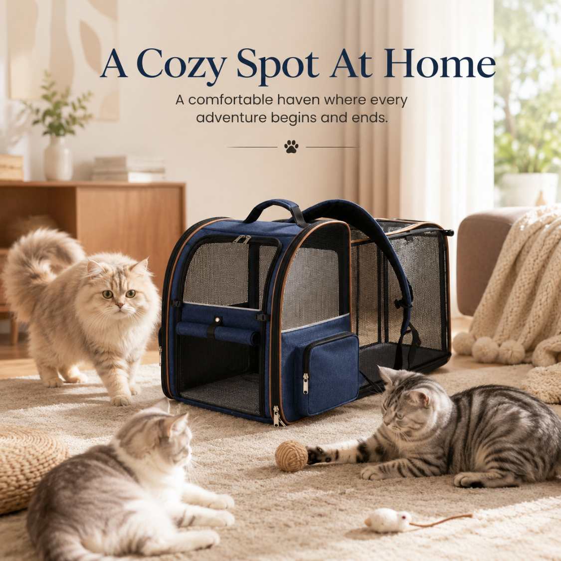 Expandable Pet Carrier Bag With Breathable Mesh Bag For Small Pets