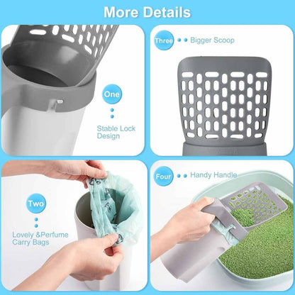 Cat Litter Scooper With Holder | All-In-One Cleaning Tool