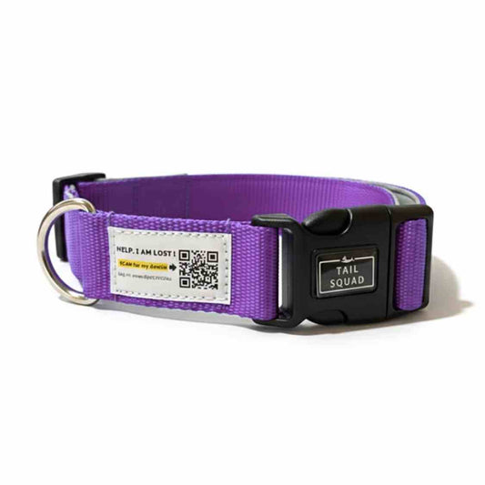 Pet Collar With QR Code | Smart ID Safety Collar For Dogs (Purple)