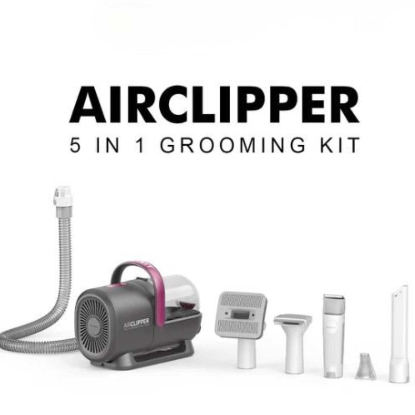 5-in-1 Pet Grooming Kit with Air Clipper - Low Noise Rechargeable Tool