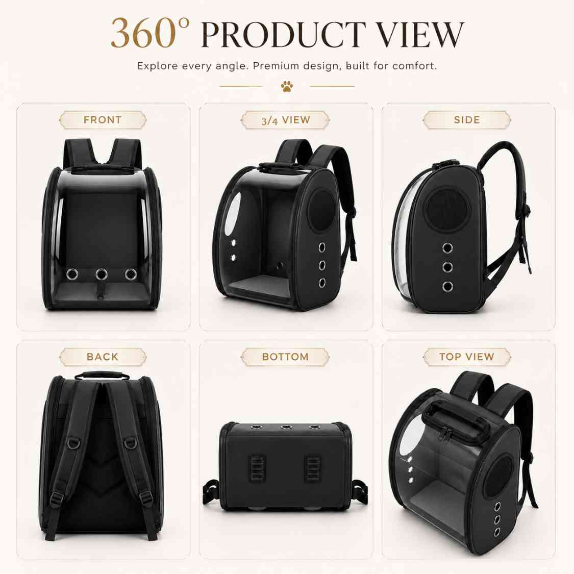 Pet Carrier Backpack With Clear Window & Air Vents