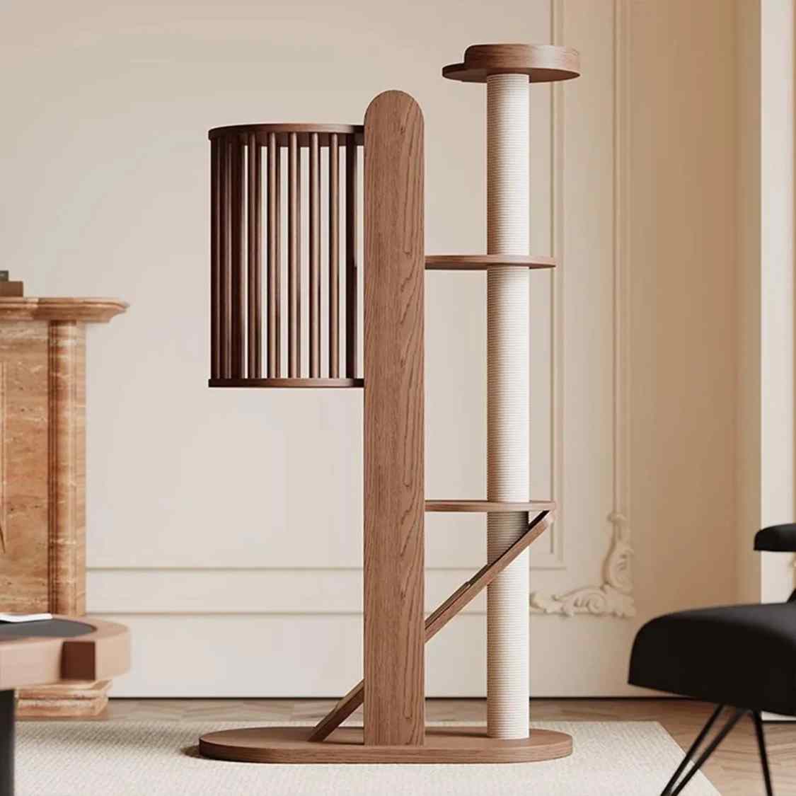 Luxury Wooden Cat Tree | Modern Cat Condo & Scratching Tower