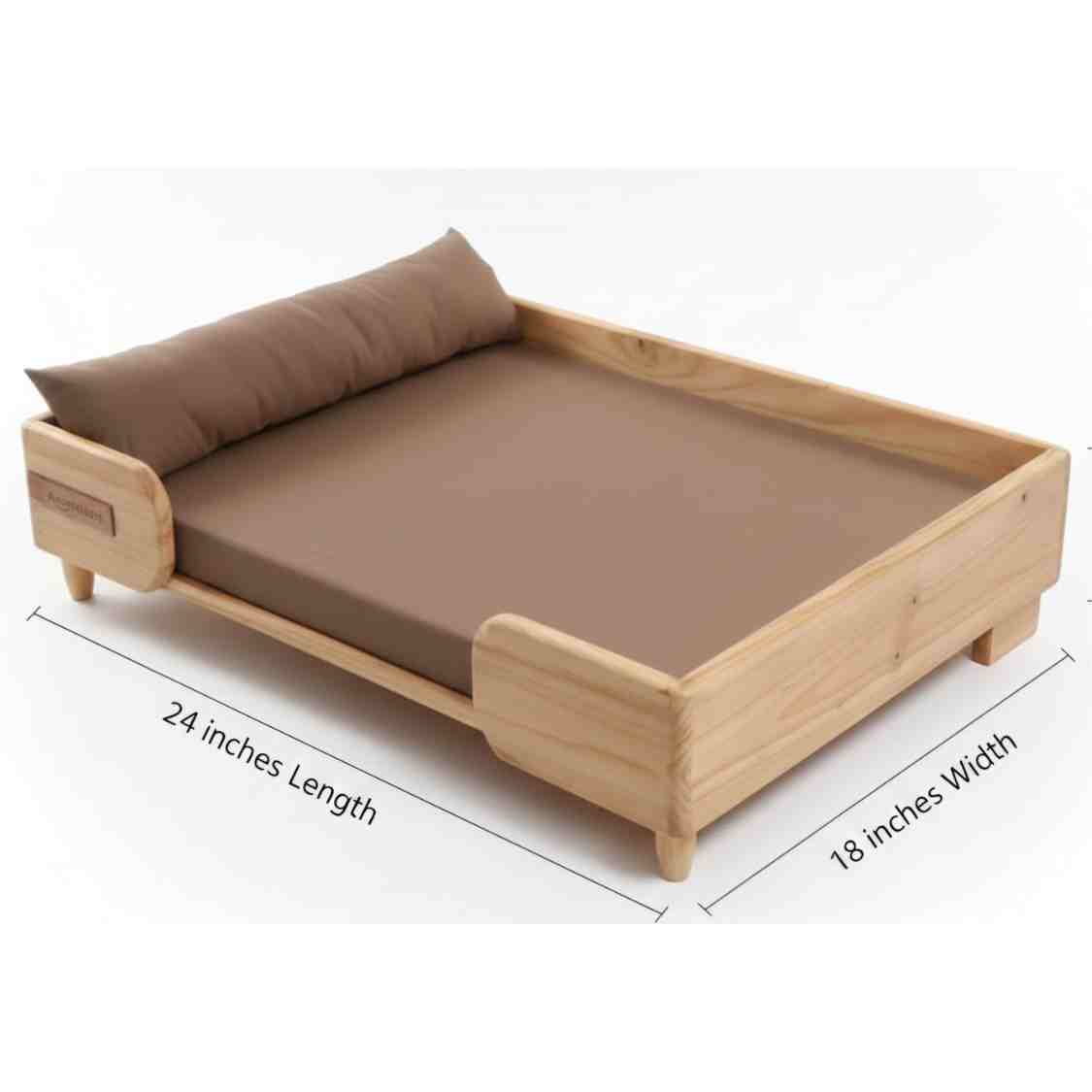Luxury Wooden Pet Bed For Small Dogs & Cats With Soft Cushion & Mattress