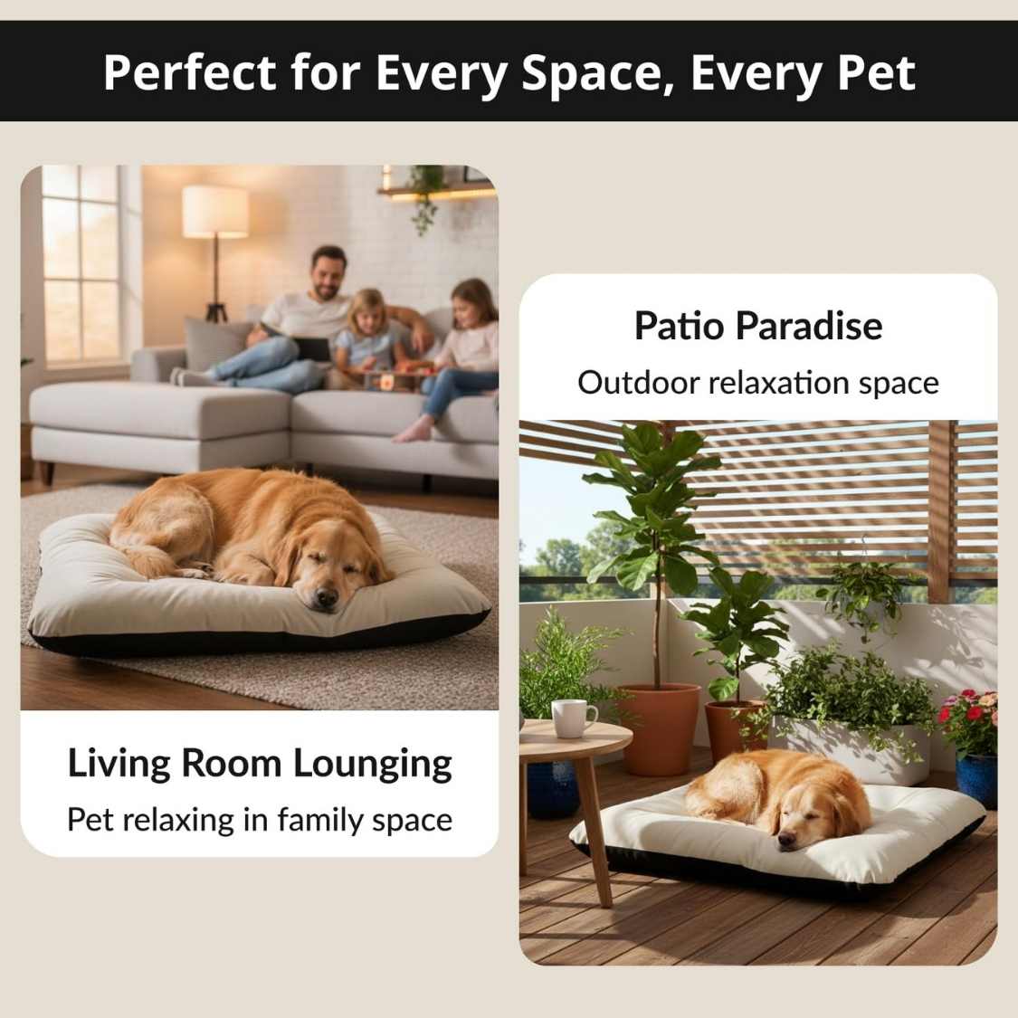 Reversible Pet Bed Washable Velvet Bed With Soft Mattress For Dogs & Cats (Cream)