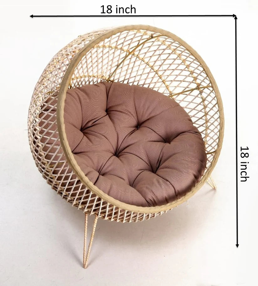 Handmade Luxury Wooden Pet   Bed for Cats & Small Dogs with Soft Cushion