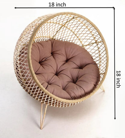Handmade Luxury Wooden Pet   Bed for Cats & Small Dogs with Soft Cushion