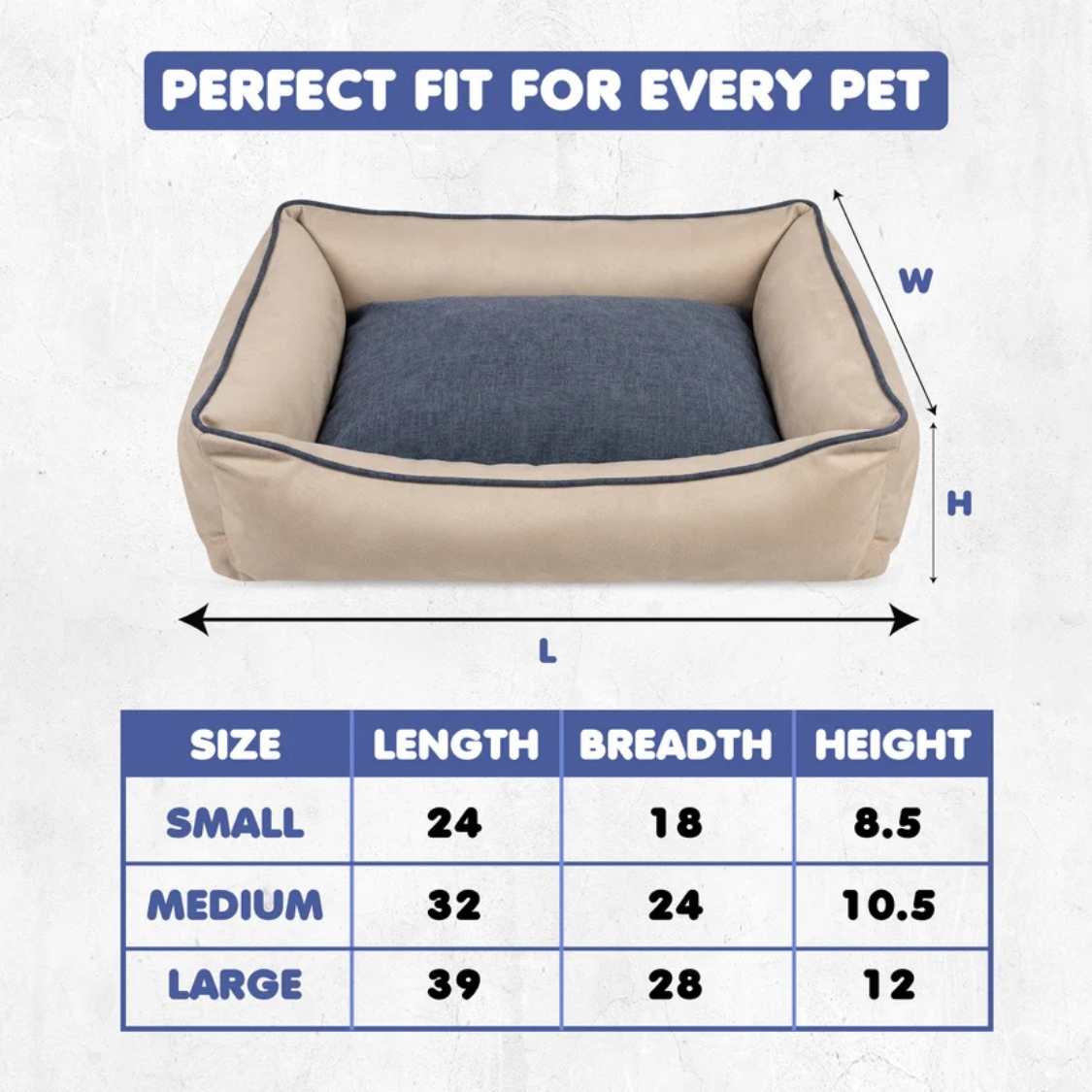 Premium Denim Orthopaedic Dog Bed | Washable Pet Sofa With Bolster