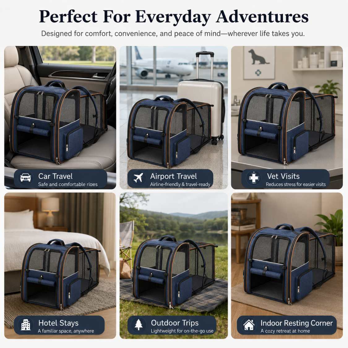 Expandable Pet Carrier Bag With Breathable Mesh Bag For Small Pets
