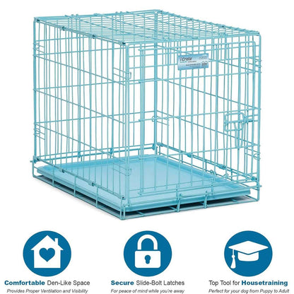 Dog Cage Double Door with Removable Tray Foldable Crate