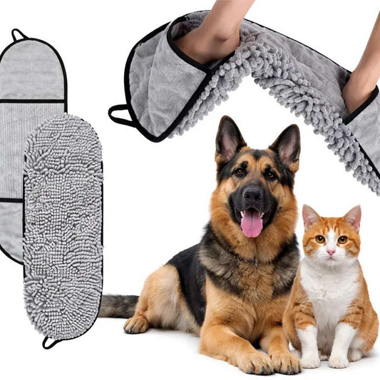 Microfiber Pet Drying Towel Gloves for Dogs & Cats | Quick Dry Pet Bath Towel