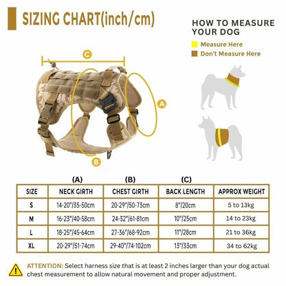 Military Harness Brown Size Chart