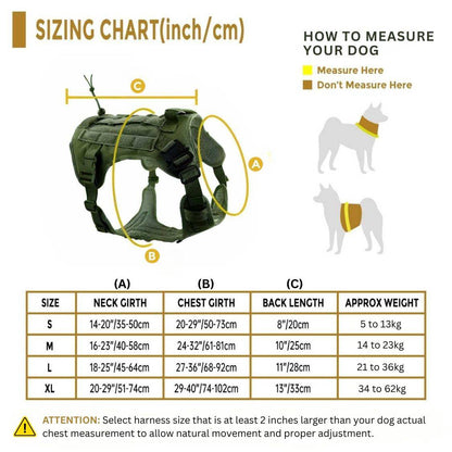 Military Harness Green Size Chart
