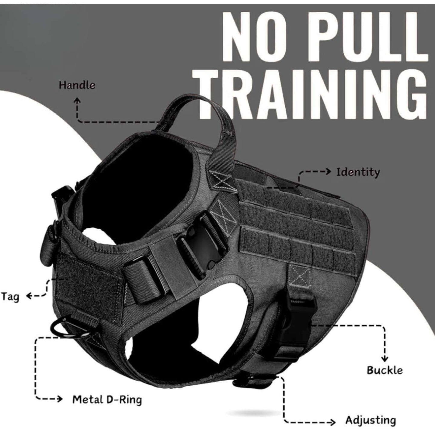 Black Tactical Dog Harness | Side Lock Buckle Design