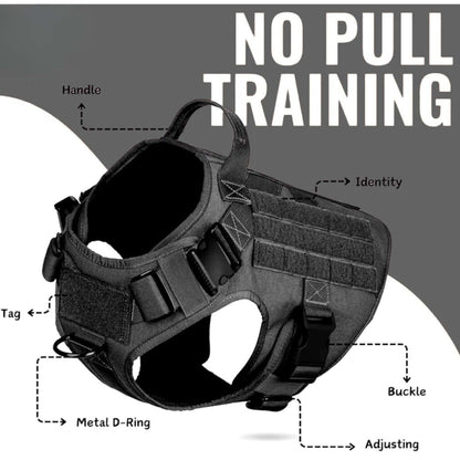 Black Tactical Dog Harness | Side Lock Buckle Design