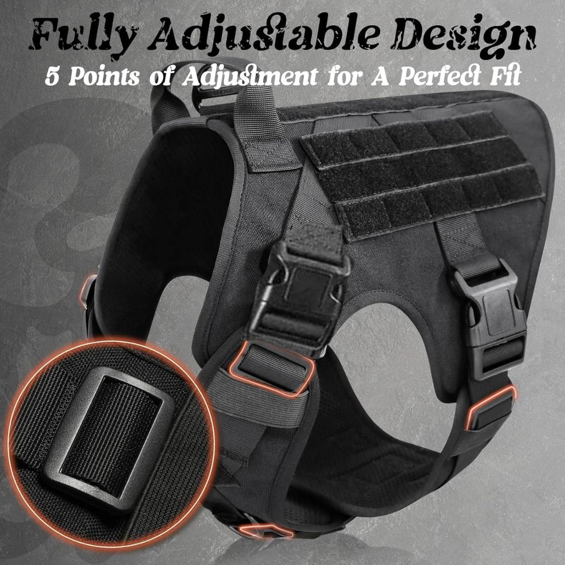 Personalized Tactical Dog Harness for Small, Medium & Large Breeds