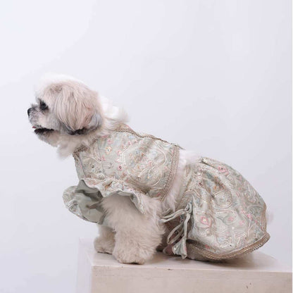 Mint Swirl Designer Lehenga for Dogs – Stylish Festive Outfit for Pets