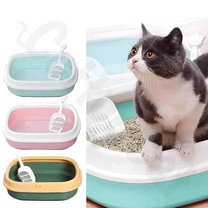 Blue Cat Litter Tray | Durable Plastic Litter Box