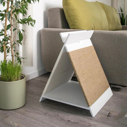 2 in 1 Wooden Cat House with Sisal Scratcher | Indoor Cat Bed, Hideout & Scratching Lounge
