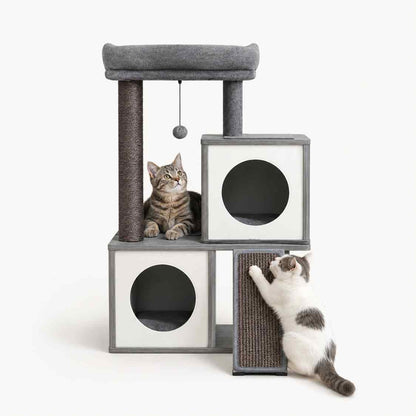 Multi Level Cat Tree | Exercise Scratch & Cozy Indoor Rest For Cats