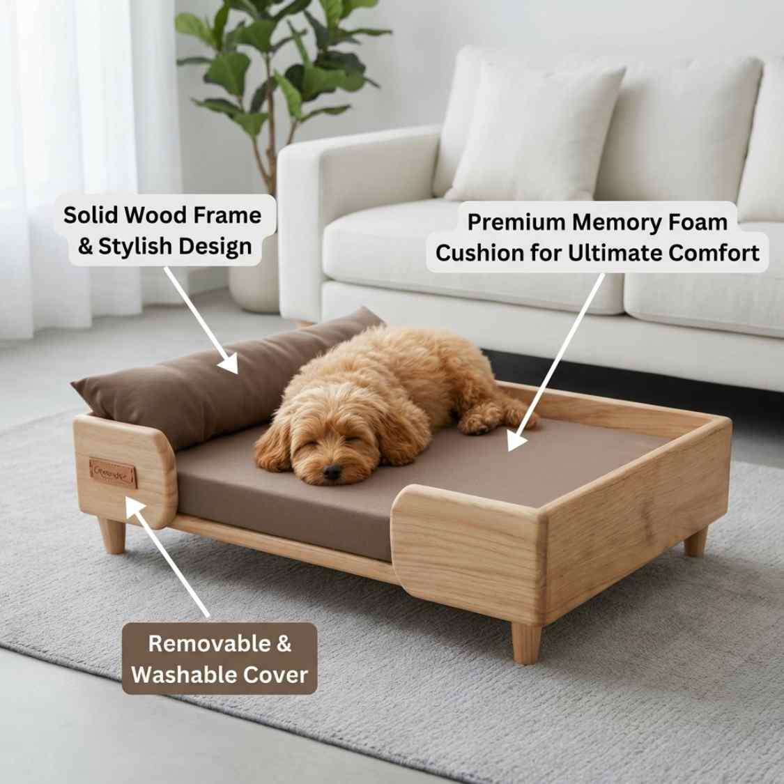 Luxury Wooden Pet Bed | Strong & Stylish Pet Furniture