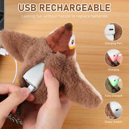 Rechargeable Chirping Flapping Bird Toy For Pets