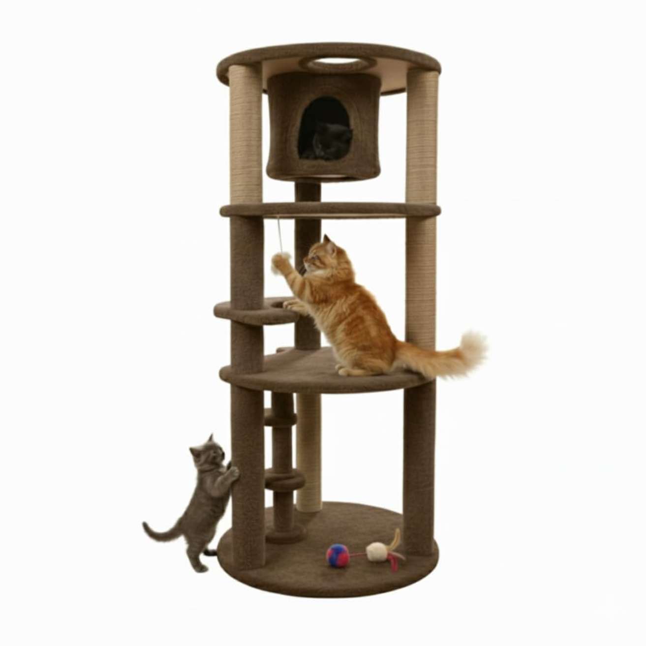 Multi-Level Cat Tree with Condo, Scratching Posts, Plush Platforms