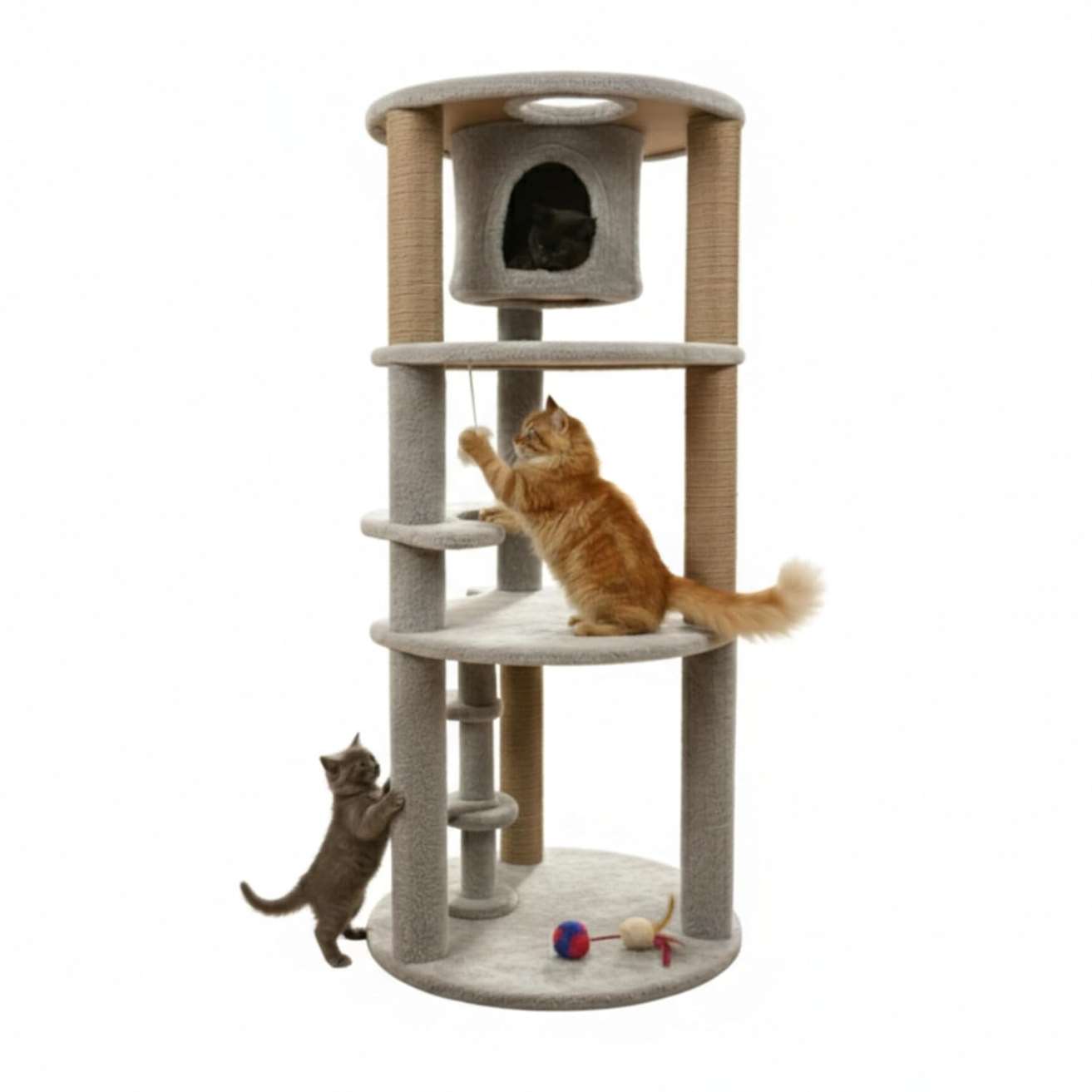 Multi-Level Cat Tree with Condo, Scratching Posts, Plush Platforms