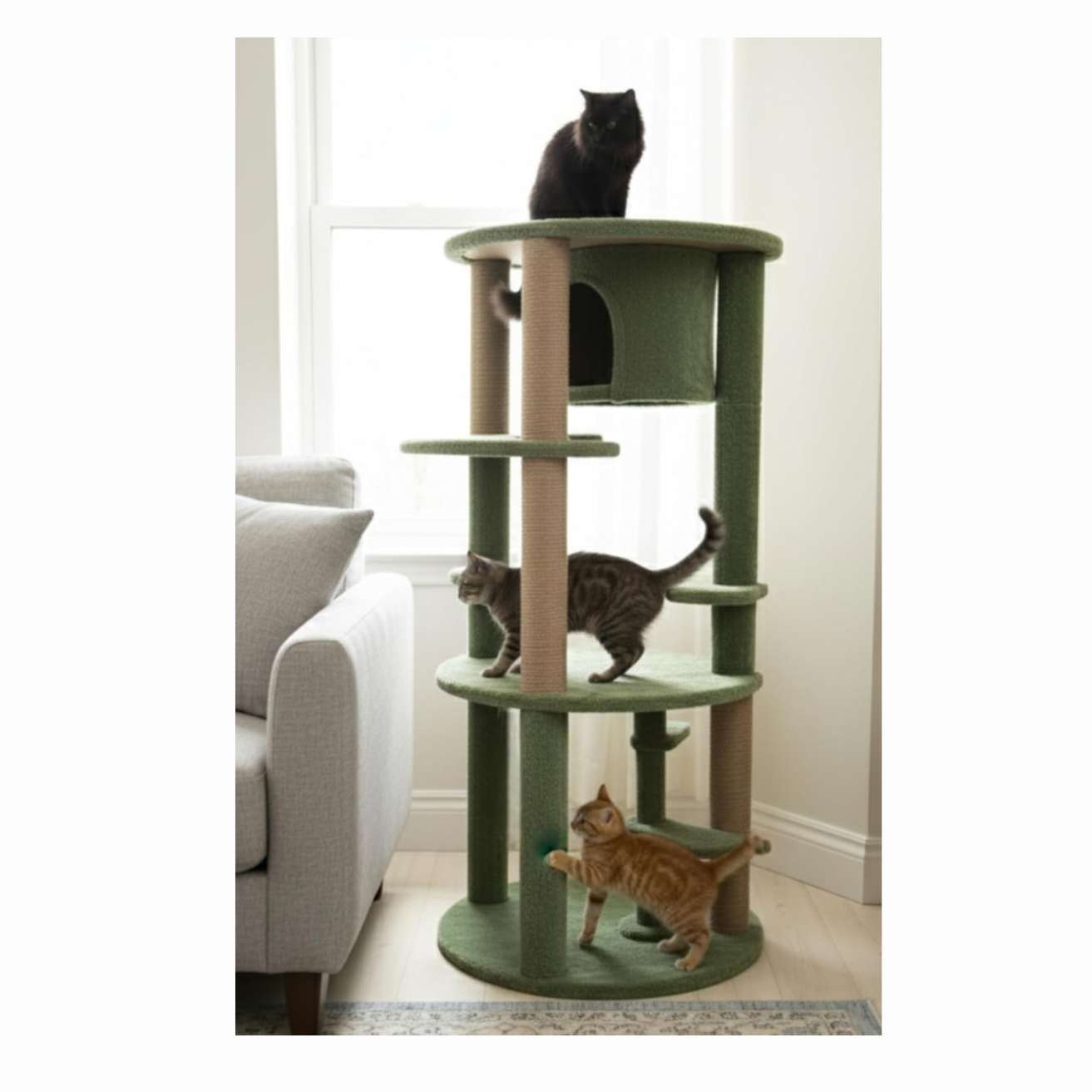 Multi-Level Cat Tree with Condo, Scratching Posts, Plush Platforms