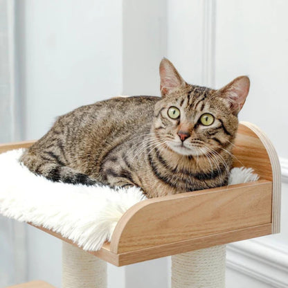 Wooden Multi-Level Cat Tower Scratching Posts and Perches for Indoor Cats