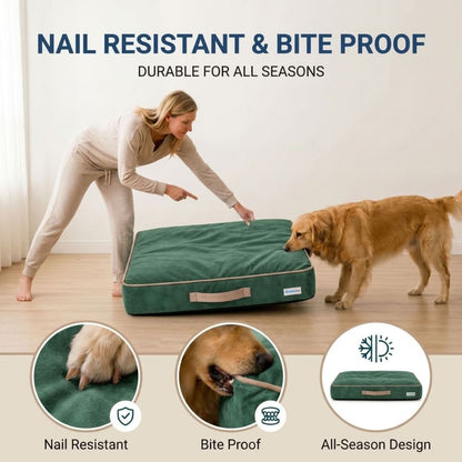 HANK CloudRest Premium Mattress Dog Bed | Anti Skid & Machine Washable (Green)