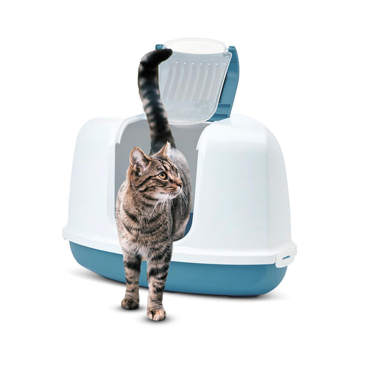 Nestor Front Folding Corner Cat Litter Box with Odor Control (Dome/White)