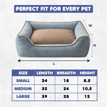 Orthopaedic Pet Bed With Bolster | Washable Anti Slip Dog & Cat Sofa Bed