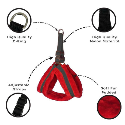 Nylon Dog Harness Soft Fur Padded With Adjustable Straps
