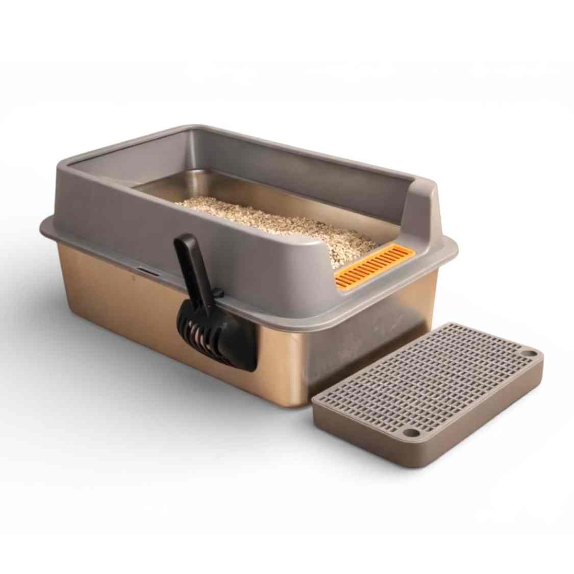 Stainless Steel Cat Litter Box | High Wall Anti Scatter Cat Toilet Tray