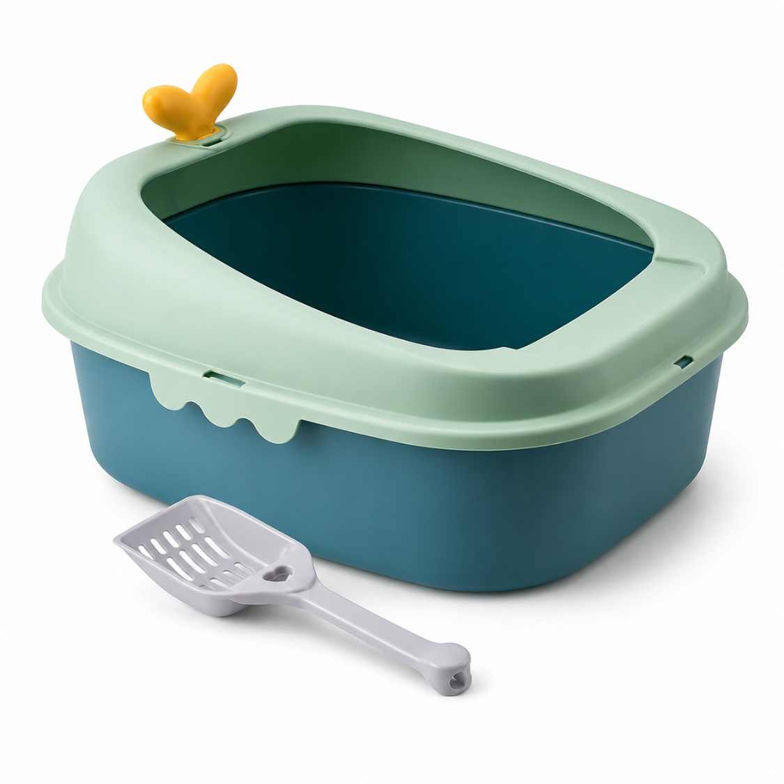 Open Cat Litter Box With High Rim | Anti Scatter Tray For Cats