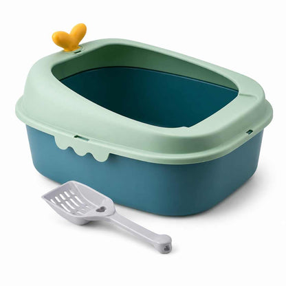Open Cat Litter Box With High Rim | Anti Scatter Tray For Cats