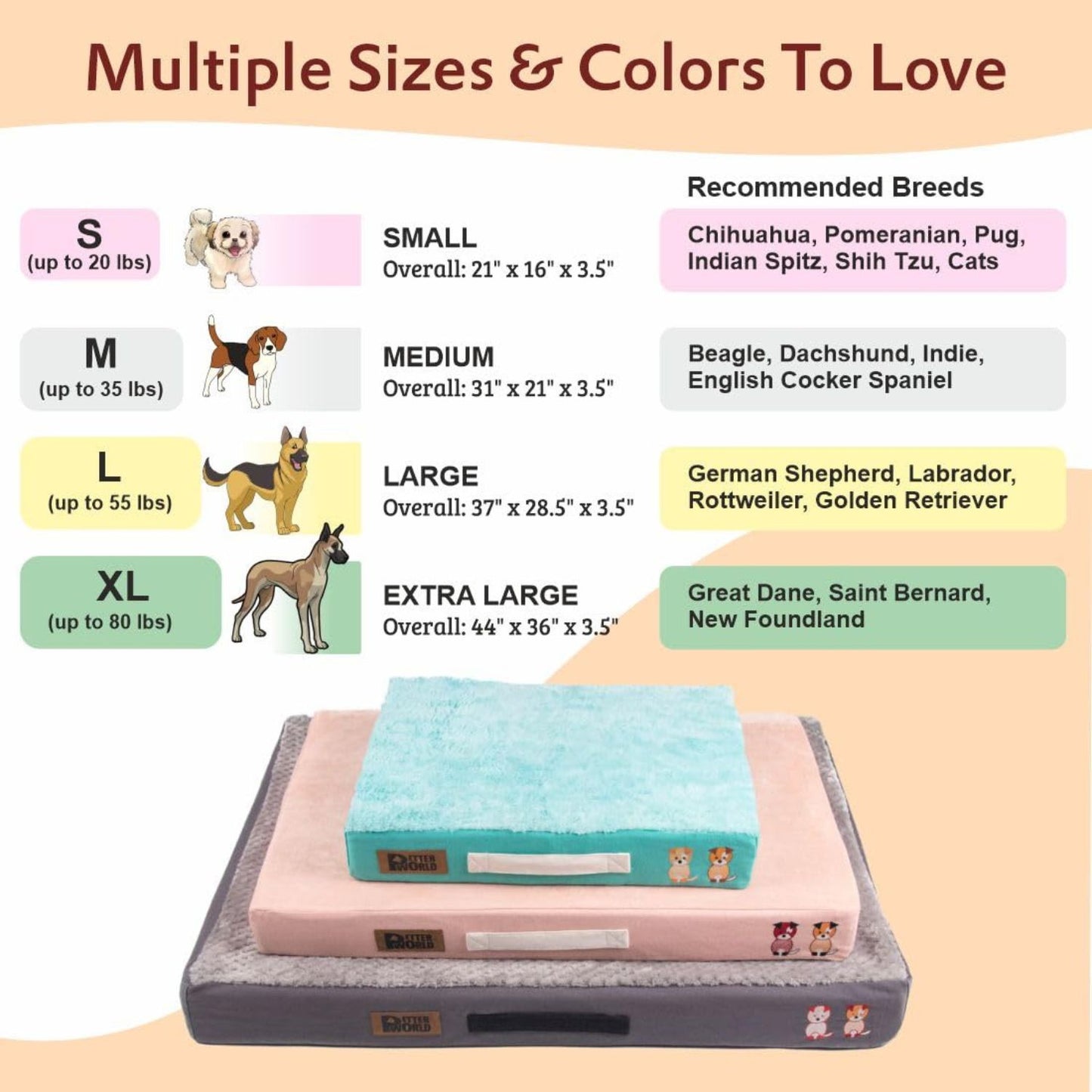 Orthopedic Dog Bed Mattress - All Weather Soft Fur Pet Bed - Washable